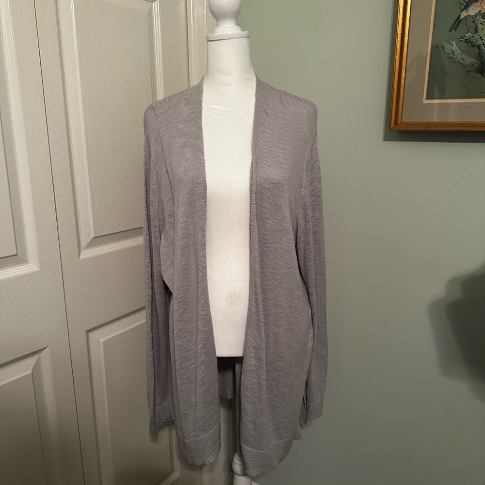 Women's Gray Open-Front Cardigan